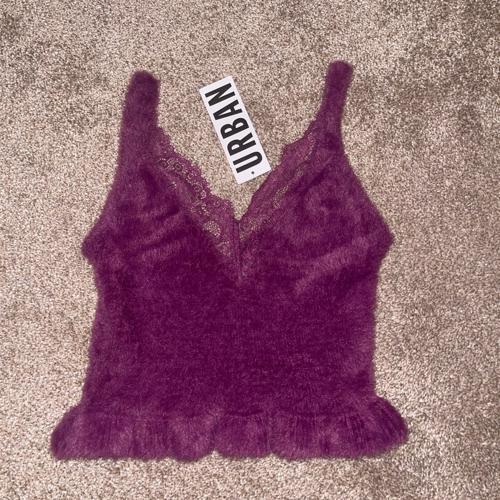 Urban Outfitter Plume/Prune Fuzzy Top - Picture 3 of 5